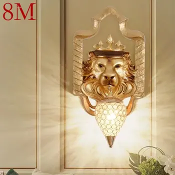 8 M Modern aslan duvar lambası LED altın avrupa yaratıcı reçine kristal aplik ışık ev oturma odası yatak odası koridor