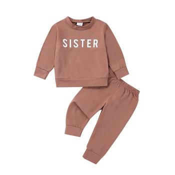 Büyük Kardeş Küçük Kardeş Eşleştirme Kıyafetler Sevimli Sonbahar Kış Toddler Bebek Kız Giysileri Bebek Kazak pantolon seti