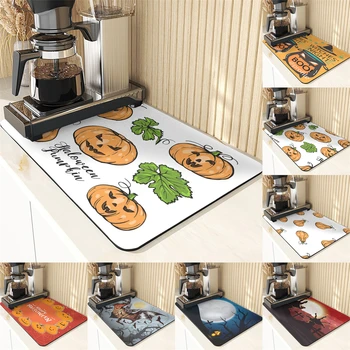 Cadılar bayramı Tarzı Coaster Mutfak Kabak Baskı Masa Halı Masa Mutfak Masaları Dekorasyon ve Aksesuarları Silikon Bardak