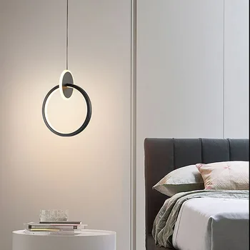 Iskandinav LED kare yuvarlak kolye ışık yatak odası Başucu çalışması Koridor Balkon İç Ev Dekorasyon İçin Asılı Lamba parlaklık
