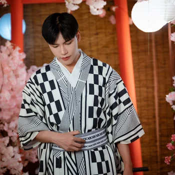 Japon Geleneksel erkek Kimono Resmi Elbise Samurai Üniforma Beyefendi Kırışıklık Kolay Değil Polyester Elyaf Dört Mevsim Giymek