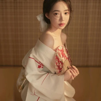 Japon Geleneksel Kimono Hırka Kadın Elbise bornoz Yukata Geyşa Cosplay Giyim Asya Performans Photoshooting Kızlar