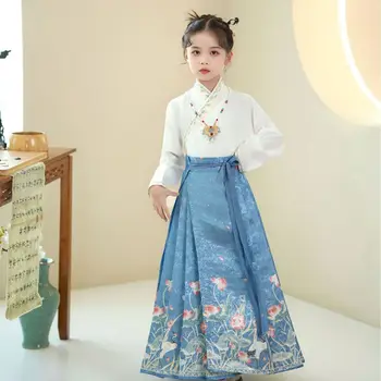 Ma Ana Etek Kız Sonbahar 2023 Yeni Çin Tarzı Ming Sistemi Antik Hanfu Tang Takım Elbise çocuk Seti