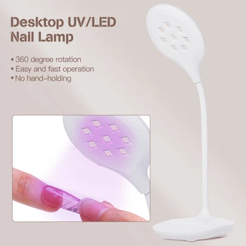 Tırnak kurutucu beyaz masaüstü UV LED 16 W lamba ücretsiz saplı Nail Art manikür araçları tasarım hızlı kuruyan kür ışık jel lehçe için