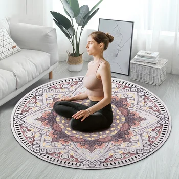 Özel kaymaz Yuvarlak Meditasyon Süet Yoga Mat Büyük Yuvarlak süet yoga yuvarlak mat